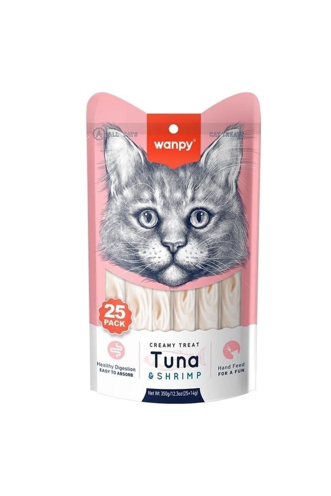 Wanpy Ton Balıklı ve Karidesli 25x14 gr Krema Kedi Ödül Maması
