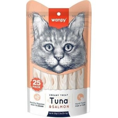 Wanpy Creamy Treat Ton ve Somon Balıklı Sıvı Kedi Ödül Maması 25x14 Gr