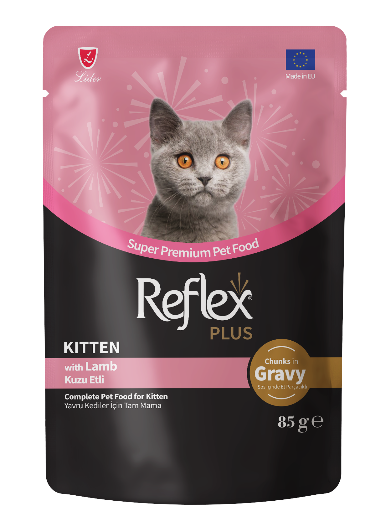 Reflex Plus Sos İçinde Et Parçacıklı Kuzu Etli Yavru Kedi Maması 85g