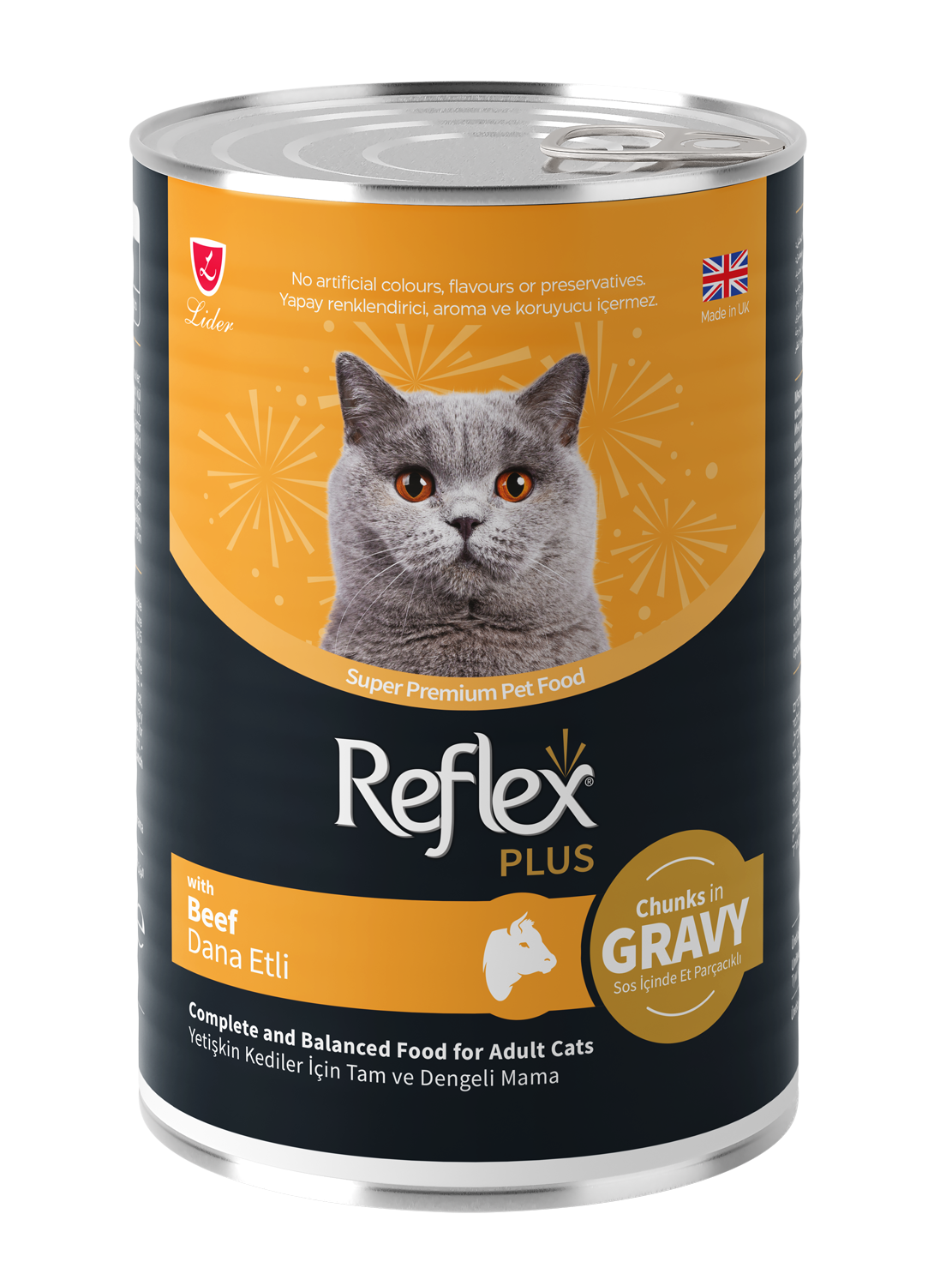Reflex Plus Sos İçinde Et Parçacıklı Dana Etli Yetişkin Kedi Maması 400g