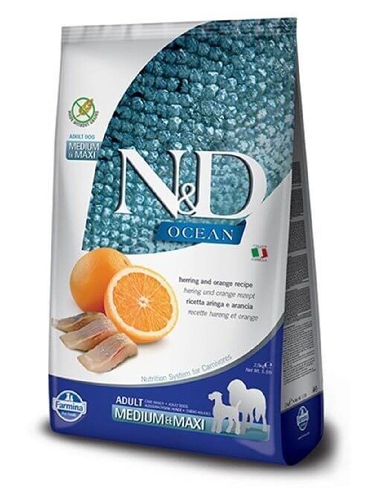 N&D Ocean Düşük Tahıllı Morina Balıklı ve Portakallı 12 kg Orta ve Büyük Irk Yetişkin Köpek Maması