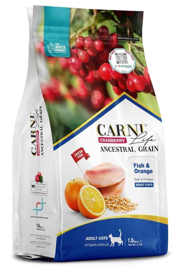 Carni Life Cranberry Balıklı ve Portakallı 1.5 kg Yetişkin Kedi Maması