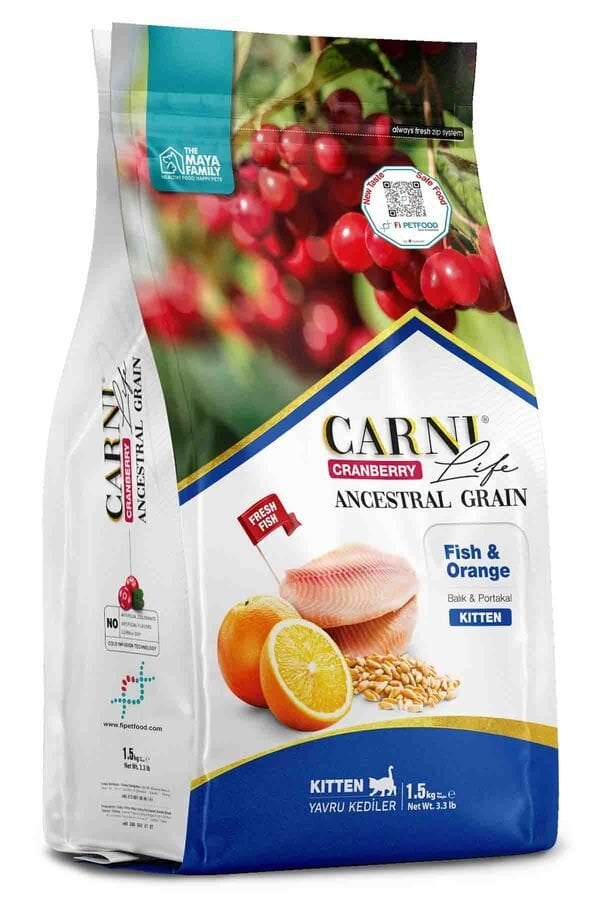 Carni Life Cranberry Balıklı ve Portakallı 1.5 kg Yavru Kedi Maması