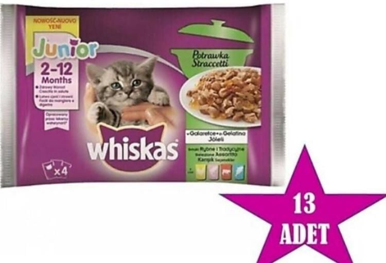 Whiskas Pouch Yavru Güveç Etli 13 Paket 4x85 gr