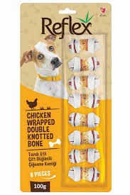 Reflex Tavuk Eti Sargılı Düğümlü Köpek Çiğneme Kemiği 100gr (8'li)