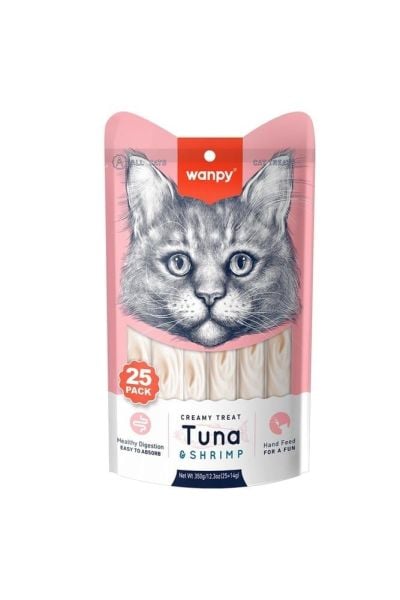 Wanpy Ton Balıklı ve Karidesli 25x14 gr Krema Kedi Ödül Maması