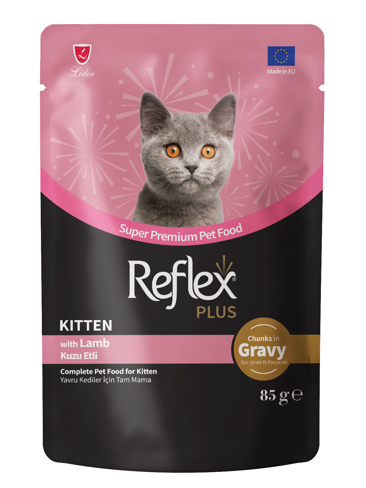 Reflex Plus Sos İçinde Et Parçacıklı Kuzu Etli Yavru Kedi Maması 85g
