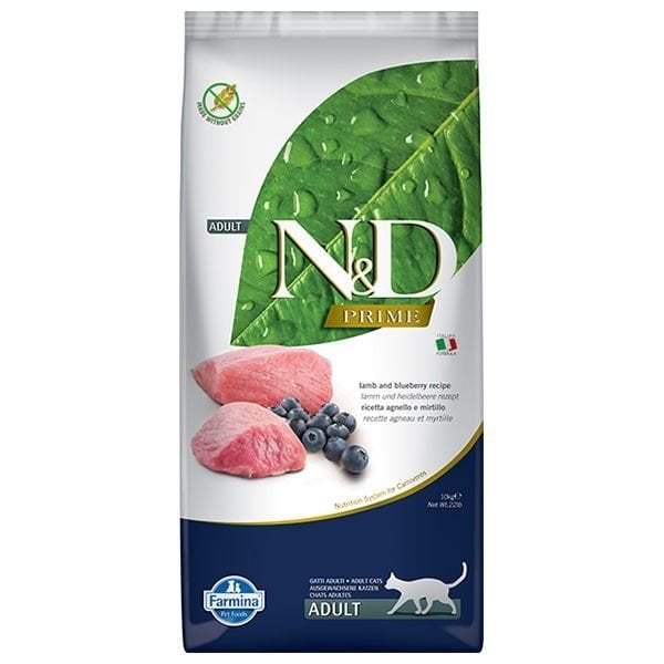 N&D Prime Tahılsız Kuzu Etli ve Yaban Mersinli 10 kg Yetişkin Kedi Maması