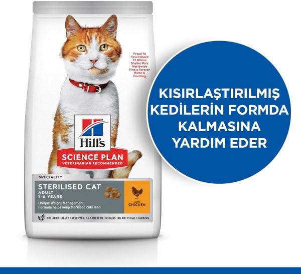 Hill's Science Plan Kısırlaştırılmış Tavuklu Kedi Maması 10 Kg