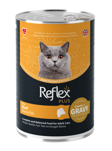 Reflex Plus Sos İçinde Et Parçacıklı Dana Etli Yetişkin Kedi Maması 400g