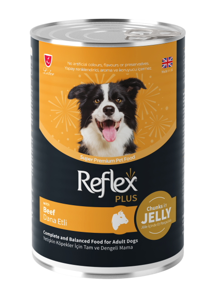 Reflex Plus Jöle İçinde Et Parçacıklı Dana Etli Yetişkin Köpek Maması  400G