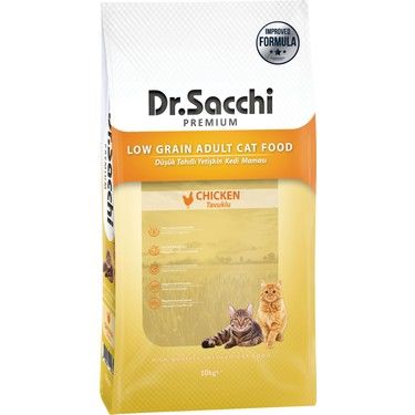 Dr. Sacchi Premium Düşük Tahıllı Tavuklu 10 kg Yetişkin Kedi Maması