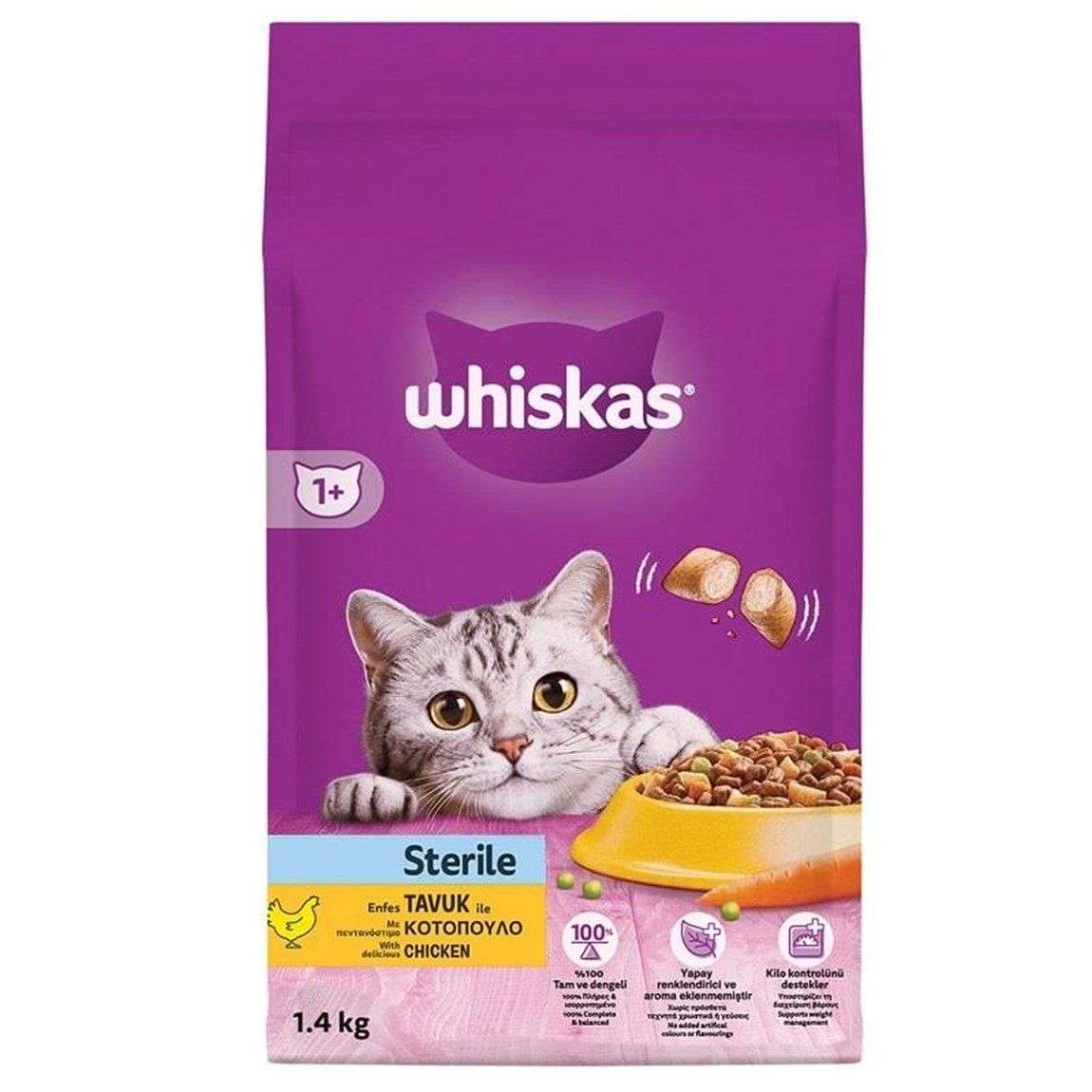 Whiskas Sterile Tavuklu 1.4 kg Kısırlaştırılmış Yetişkin Kuru Kedi Maması