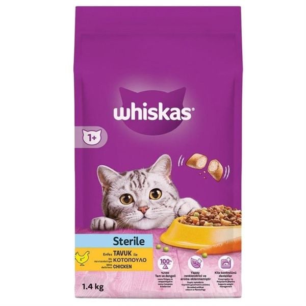 Whiskas Sterile Tavuklu 1.4 kg Kısırlaştırılmış Yetişkin Kuru Kedi Maması