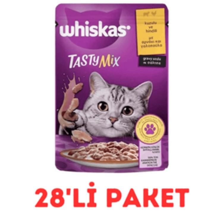 Whiskas Tasty Mix Kuzu Etli ve Hindili 85 gr 28'li Yetişkin Kedi Yaş Maması