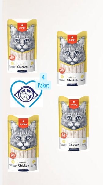 Wanpy Tavuklu Sindirim Sistemi Destekleyici Krema Kedi Ödül Maması 14gr (25'li) - 4 Paket