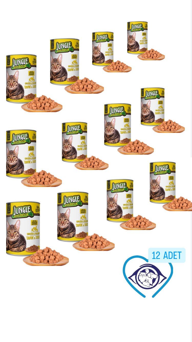 Jungle Tavuklu Sebzeli Konserve Kedi Maması - 12 Adet 415 Gr