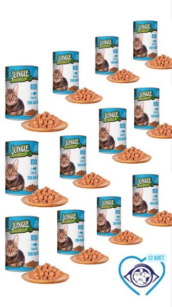Jungle Ton Balıklı Konserve Kedi Maması - 12 Adet 415 Gr