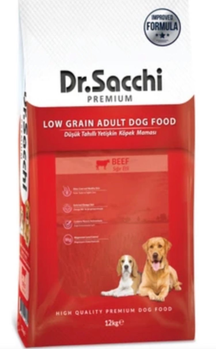 Dr. Sacchi Premium Düşük Tahıllı Sığır Etli 12 kg Yetişkin Köpek Maması